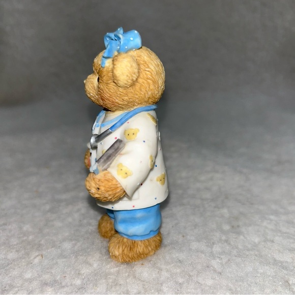 Cherished Teddies 3.5" Helping Others" vtg Enesco 2000 Blue bear ceramic Paula - Picture 5 of 9